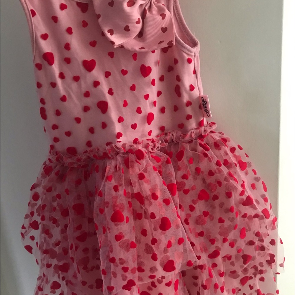 Playful Pink and Red Heart Casual Dress with Tutu Skirt